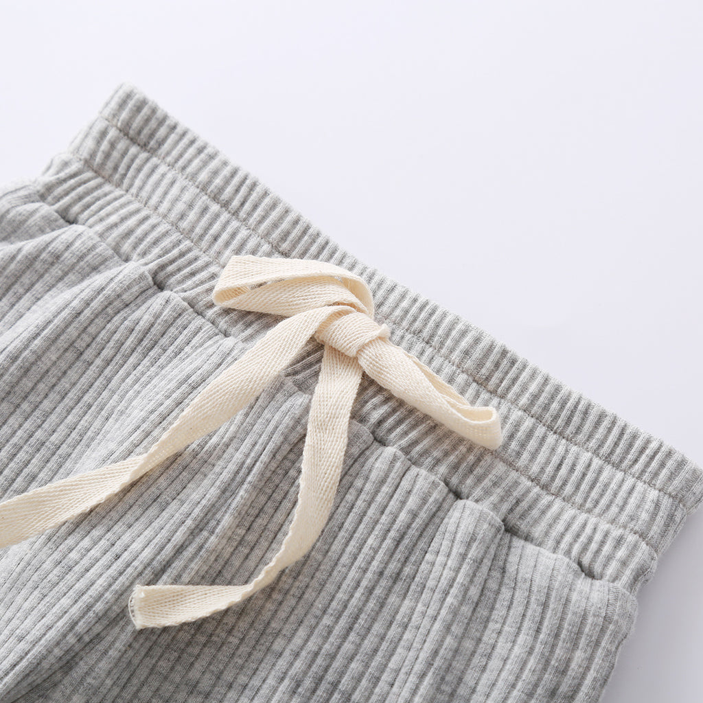 Infant Baby Knit Outfits Suits Buttons O-neck Ribbed solid clothes Long Sleeve Bodysuits Romper Top + Elastic Long Pant