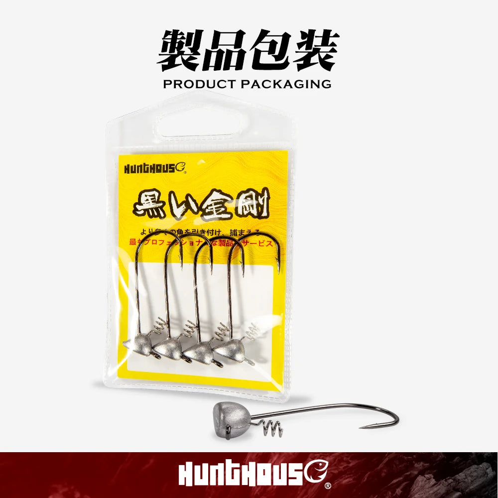 Hunthouse 3.5g 5g 6.5g 4pcs/bag shaky head jigs Soft Fishing hook Flat-Faced Shakey Jig Fishing Tackle for Lure Accessories