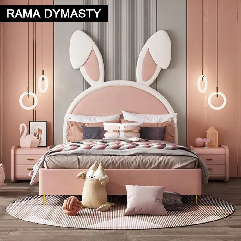 Children Beds Animal beds girls bedroom Furniture solid wood frame girls bed chambre bebe soft beds rabbit beds