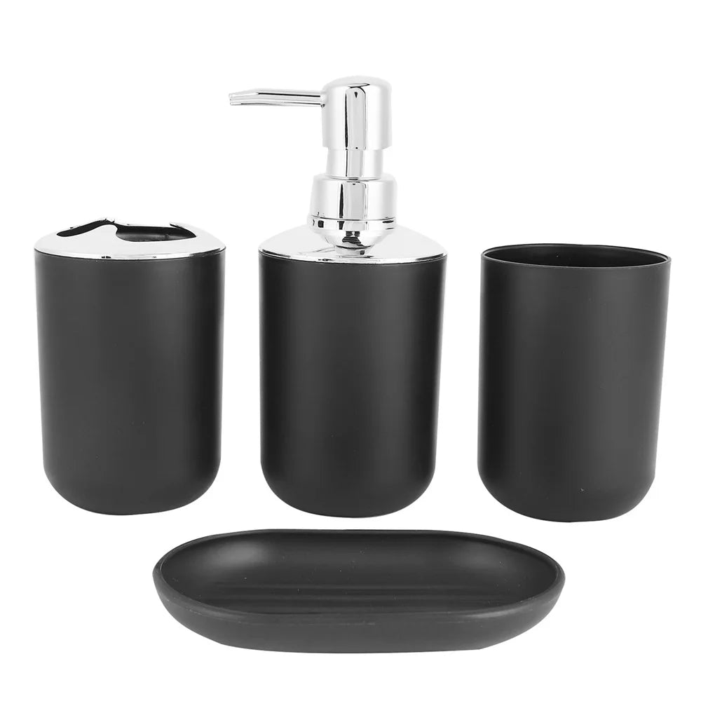 4pcs/Set Plastic Bathroom Set Toilet Brush Holder Toothbrush Glass Cup Soap Dispenser Soap Dish Bathroom Accessories