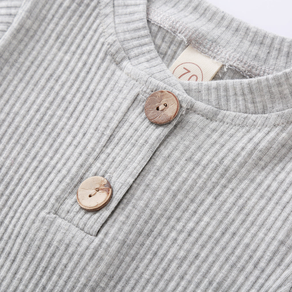 Infant Baby Knit Outfits Suits Buttons O-neck Ribbed solid clothes Long Sleeve Bodysuits Romper Top + Elastic Long Pant