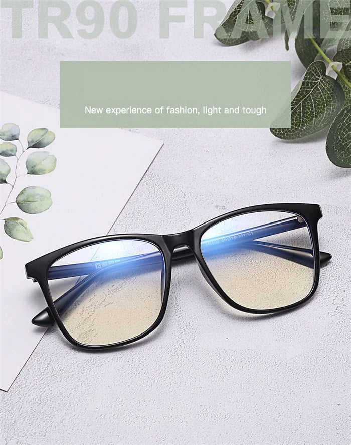 TR90 Big Frame Square Prescription Glasses With Degree Anti Blue Rays/Photochromic/Shortsighted/Hyperopia Progressive Eyeglasses