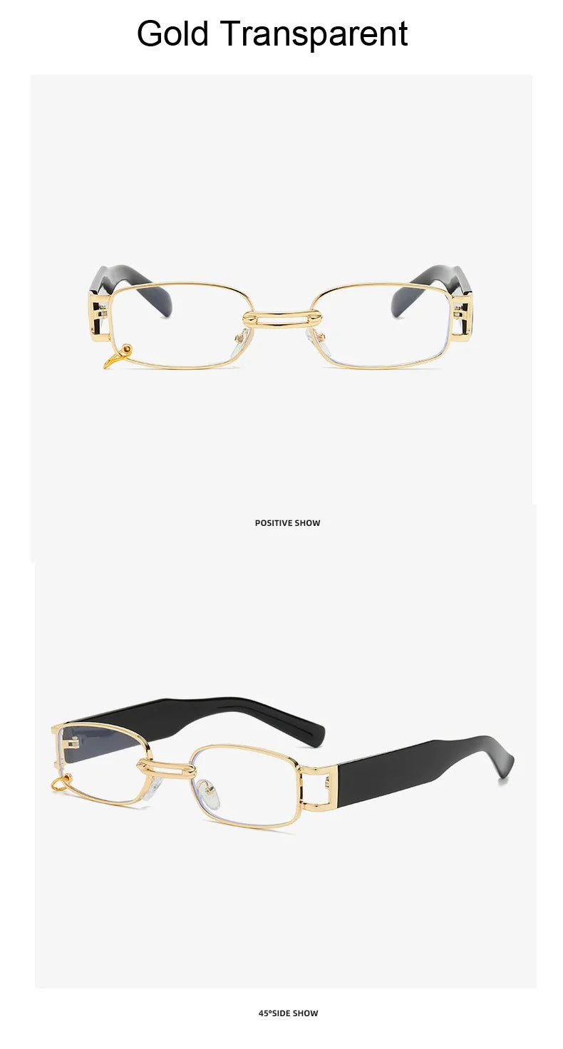 Fashion Punk Square Sunglasses Women Luxury Brand Small Frame Sun Glasses Female Rectangle Metal Mirror Oculos De Sol Feminino