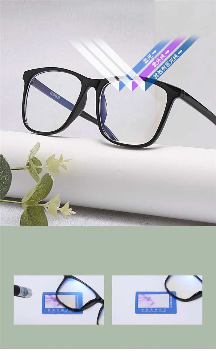 TR90 Big Frame Square Prescription Glasses With Degree Anti Blue Rays/Photochromic/Shortsighted/Hyperopia Progressive Eyeglasses