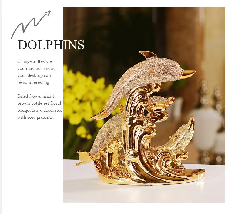 Wedding Decor Crafts Ceramic Creative Room Decoration Handicraft Gold Animal Porcelain Figurines Decorations