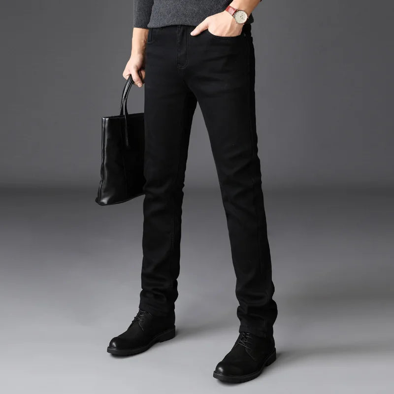 ICPANS Autumn Summer Denim Jeans Men Straight Stretch Regular Jeans for Man Black Classic Vintage Mens Pant Big Size 29-38 40