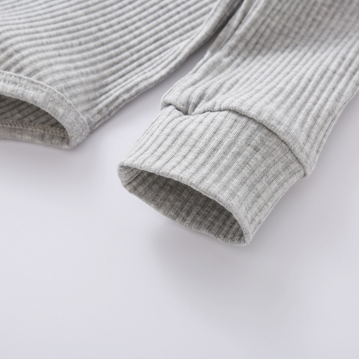 Infant Baby Knit Outfits Suits Buttons O-neck Ribbed solid clothes Long Sleeve Bodysuits Romper Top + Elastic Long Pant