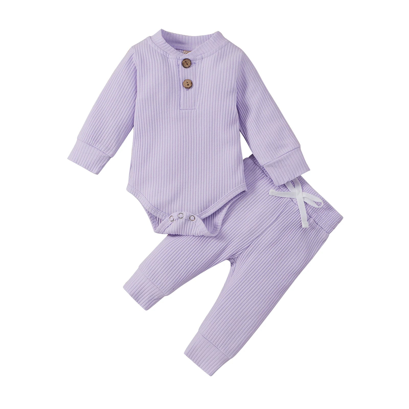 16 Colors Baby Solid Knit Sets Newborn Infant Girls Boys Fall Winter Long Sleeve Romper + Elastic Pants Toddler Outfit 0-24M