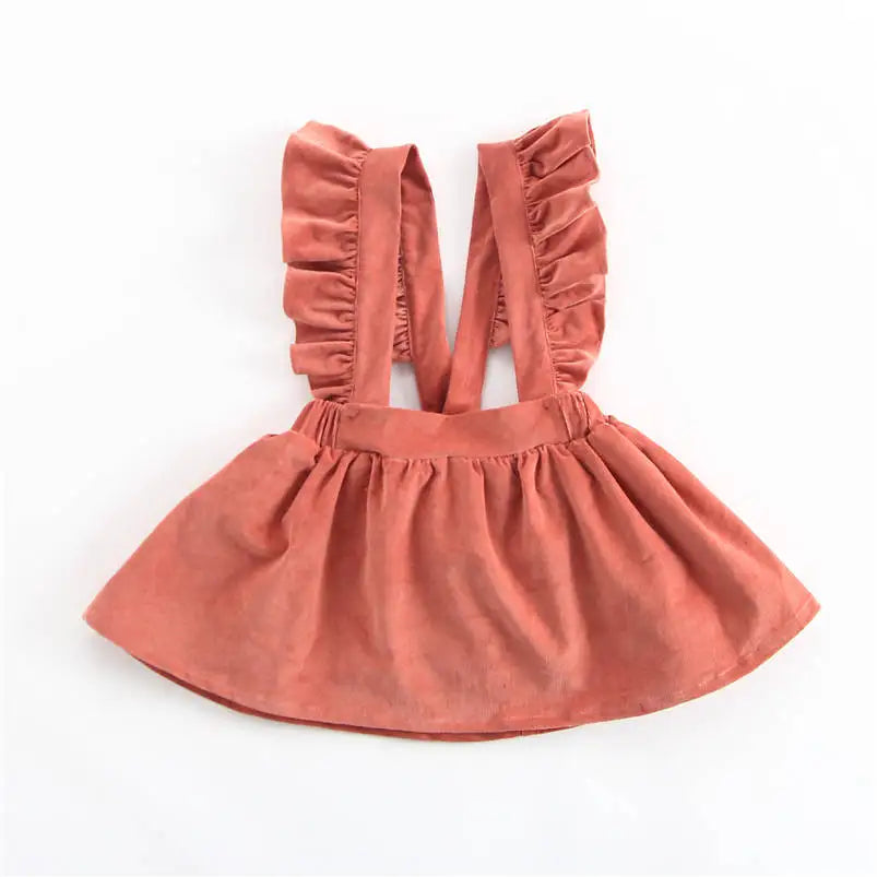 Baby Girls Fashion Clothes Fall Winter Warm Corduroy Princess Skirt Cute Ruffles Lace Strap Tutu Dress Party Birthday Custume
