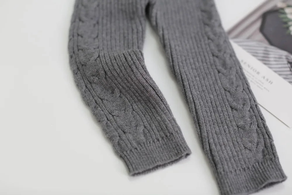 Infant Baby Boys Girls Knit Base Shirt Long Sleeve Top + Pants Clothing Sets Autumn Winter Kids Pure Color Boy Girl Suit Clothes