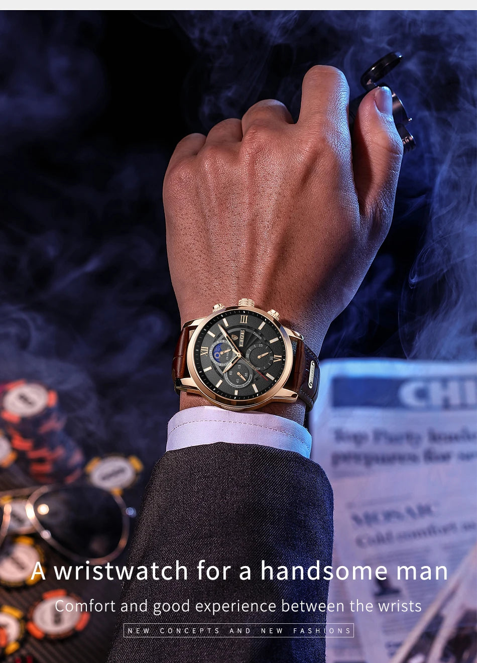 2025 New Mens Watches LIGE Top Brand Luxury Leather Casual Quartz Watch Men's Sport Waterproof Clock Watch Relogio Masculino+Box