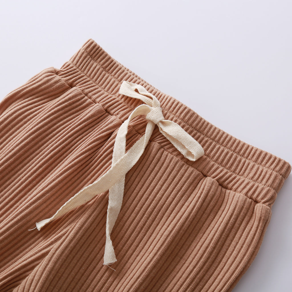 Infant Baby Knit Outfits Suits Buttons O-neck Ribbed solid clothes Long Sleeve Bodysuits Romper Top + Elastic Long Pant