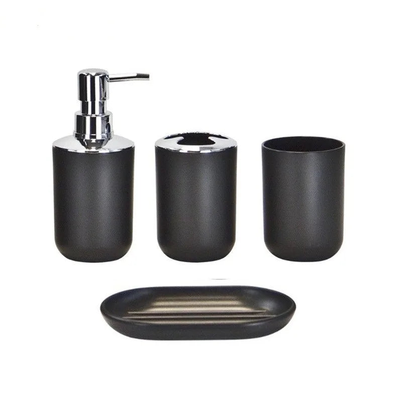 4pcs/Set Plastic Bathroom Set Toilet Brush Holder Toothbrush Glass Cup Soap Dispenser Soap Dish Bathroom Accessories