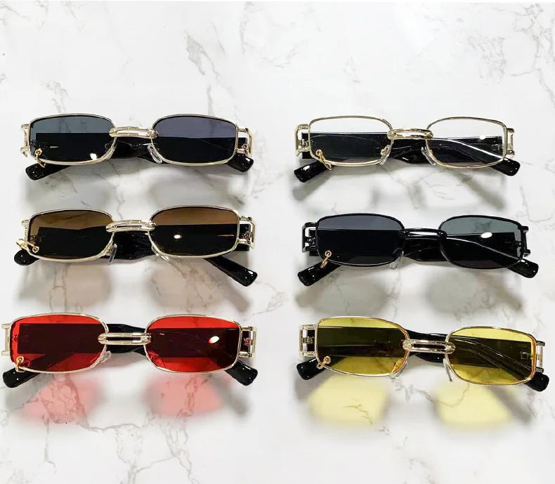 Fashion Punk Square Sunglasses Women Luxury Brand Small Frame Sun Glasses Female Rectangle Metal Mirror Oculos De Sol Feminino