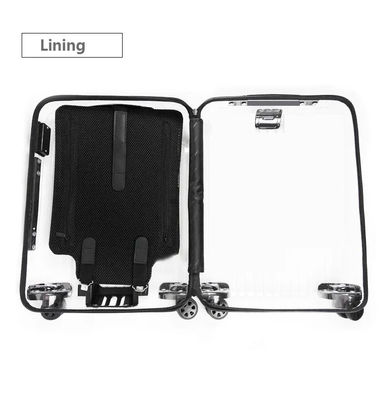 New Latest Luxury Transparent Suitcase Fashion Brand Rolling Luggage Boarding Trolley Case Men/Women Carry On Luggage Travel Box