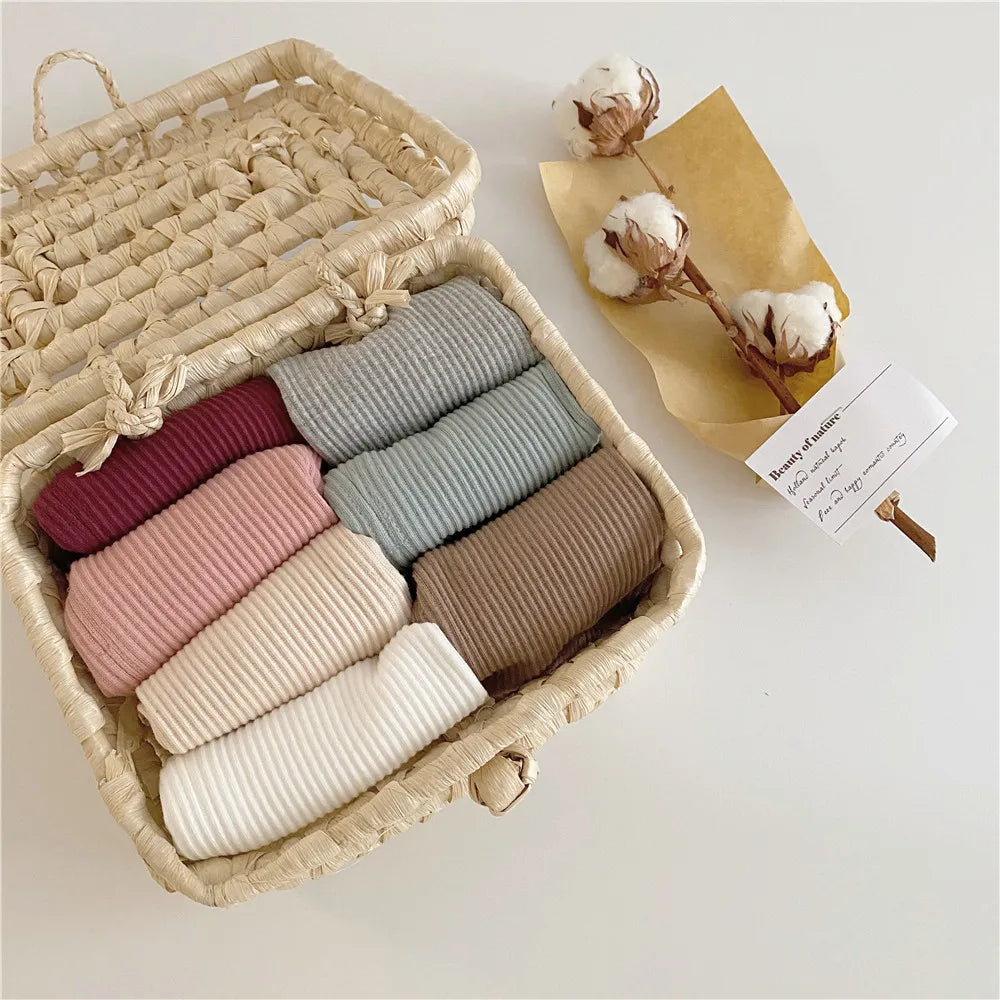 Facejoyous Autumn Baby Girl Legging Cotton Baby Boys Ribbed Leggings Striped Kids Pants Children Casual Trousers