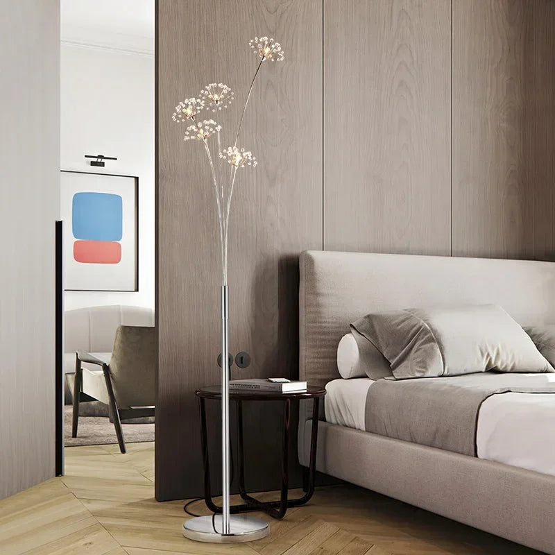 Modern Crystal Led Lighting Floor Lamp for Living Room Table Lamp Stainless Steel for Bedroom Crystal Floor Light for Kitchen