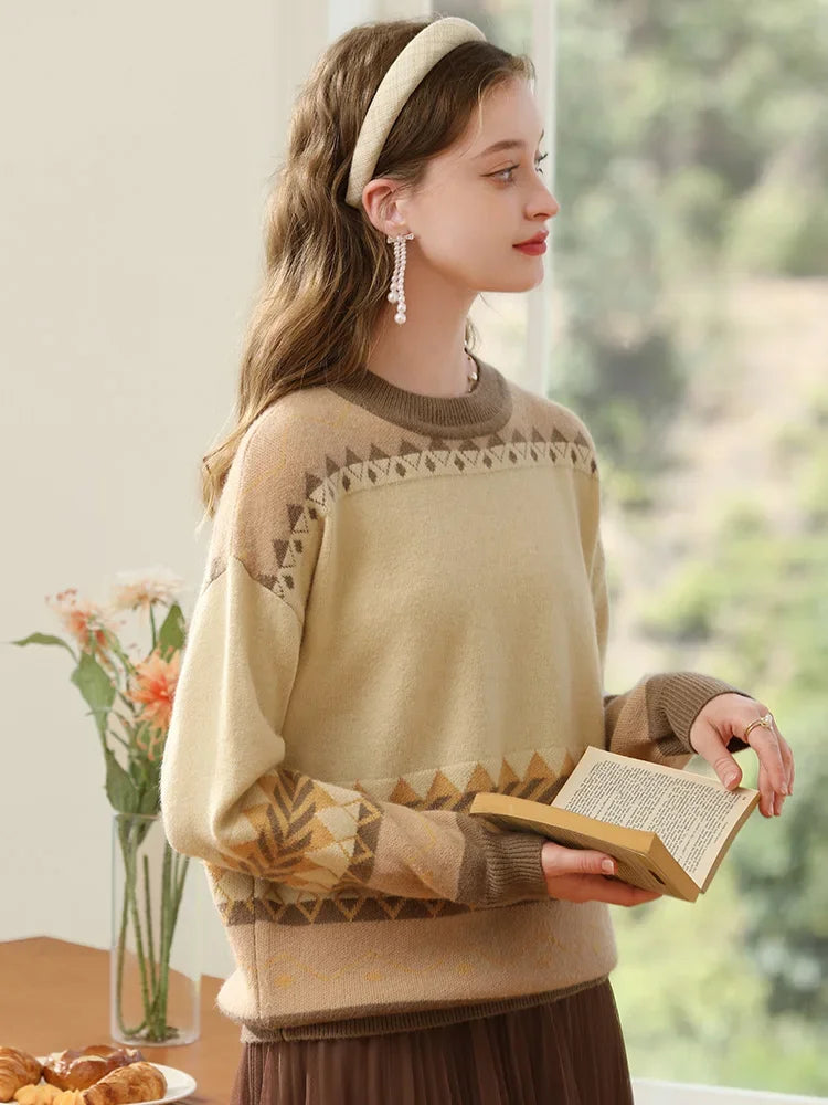 I BELIEVE YOU Sweater for Women Gentle Lazy Wind Jacquard Loose Soft Waxy 2024 Winter New Knitted Cozy Pullover Lady 2234125378
