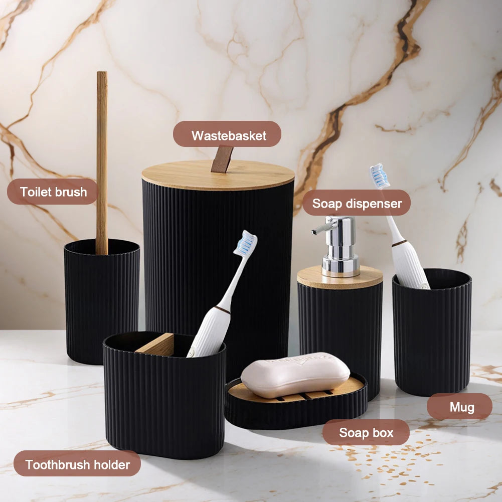 6 Piece Bathroom Accessories Set Modern Bathroom Essentials Set with Soap Dispenser Soap Dish & Toilet Brush