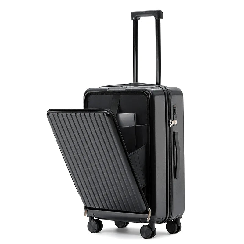 20 Inch Cabin Suitcase Front Opening Spinner Wheel Travel Rolling Luggage For Men Women Trolley Case With TSA Lock USB Charging