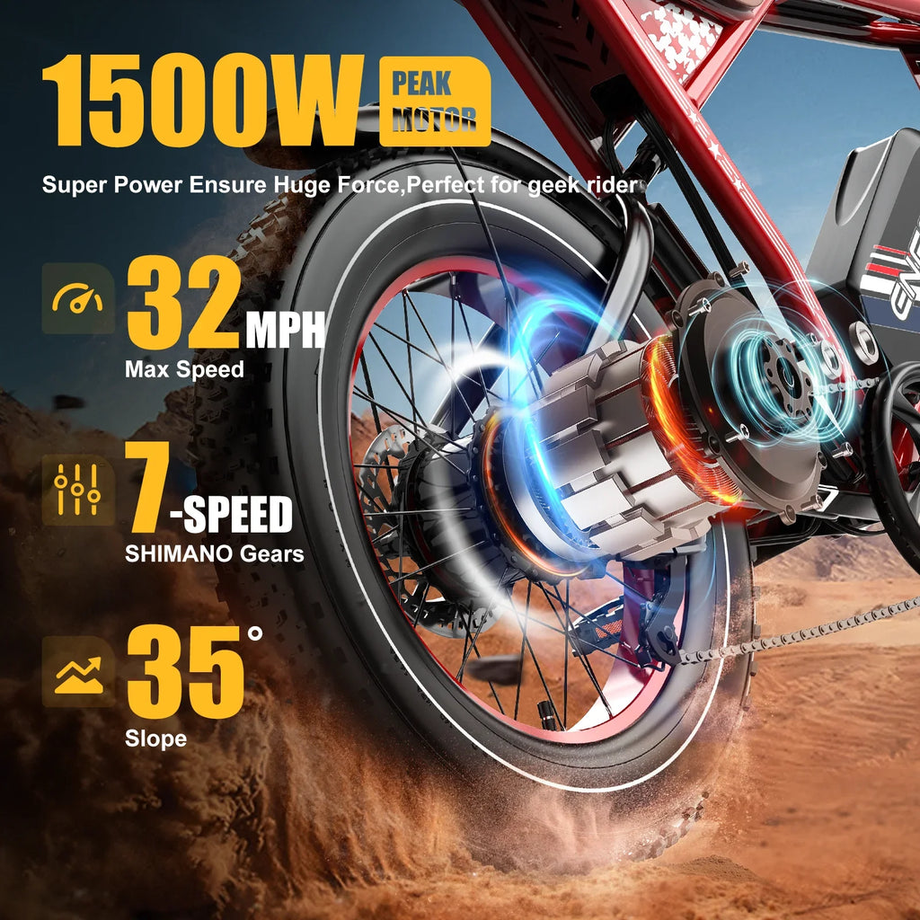 HARTY RE-LA01 Adult electric bike 750W City ebike removable Battery 48v22.5Ah 20 inches fat tire E-Mountain bike