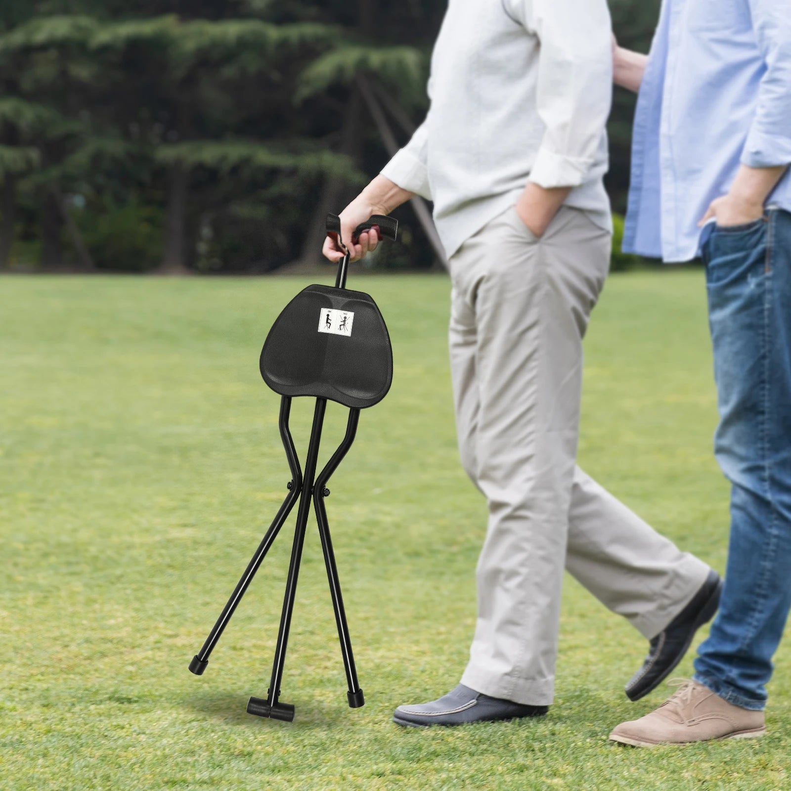 Portable Walking Pole and Tripod Chair Walking Stick, Walking Cane, Cane Chair, Folding Cane with Seat,Walking,Waiting in Line