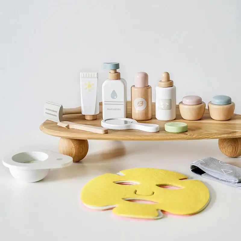 Wooden Cosmetic Set Wooden Kid's Beauty Salon Set Polished And Smooth Makeup Beauty Set Toy For Children Over 3 Years Old