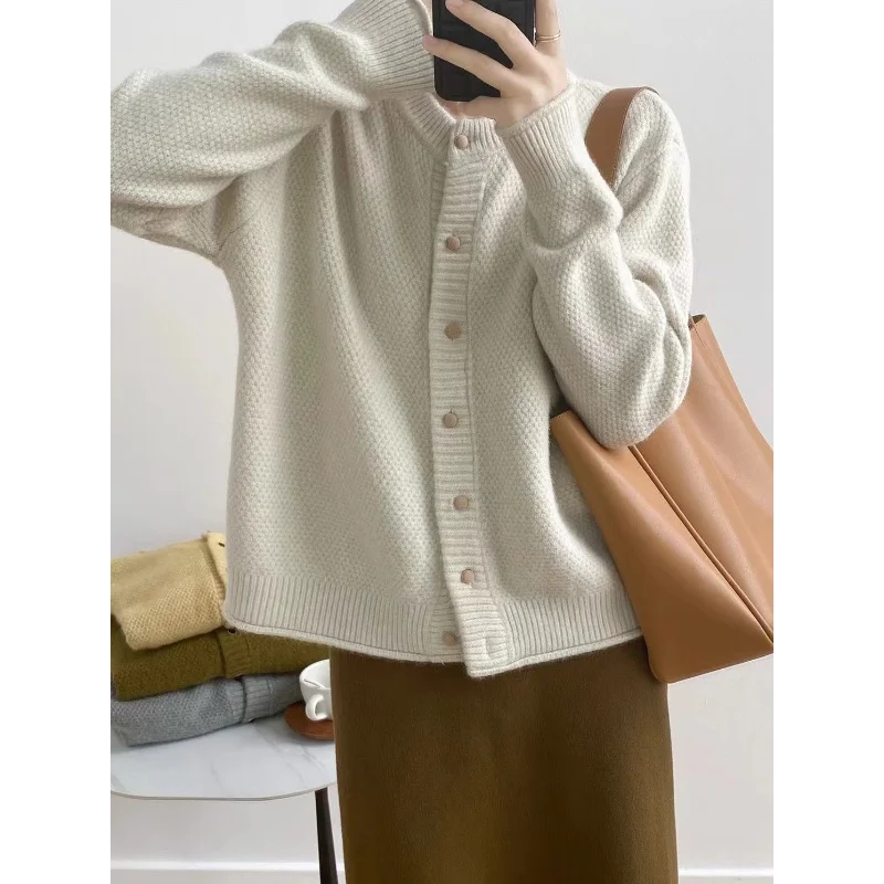 Sweater Coat for Women Autumn Winter New Collection High-End Loose Knit Cardigan