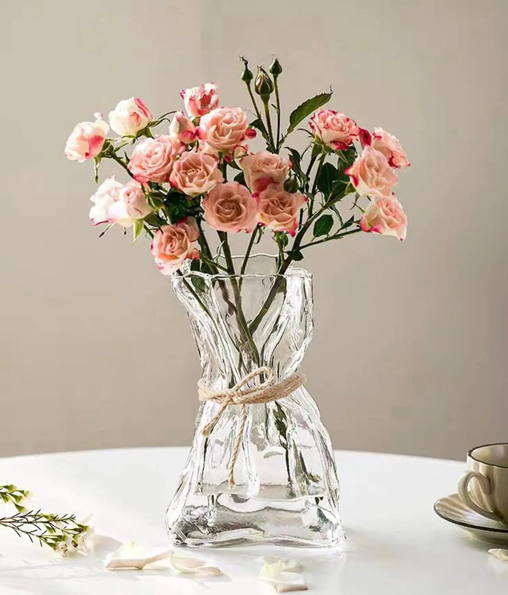 6 inch small glass vase, irregular transparent vase, suitable for center table interior table decoration, modern art deco vase