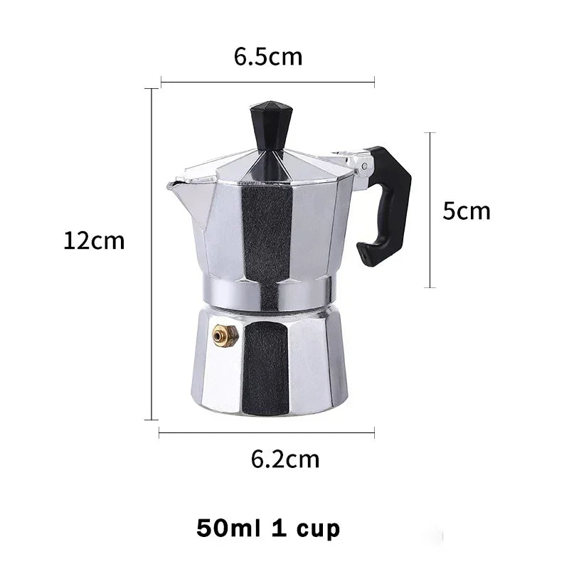 50/100/150/300ml Coffee Pot Italian Aluminum Moka Pot Octagonal Espresso Moka Coffee Pot Kitchen Barista Accessories