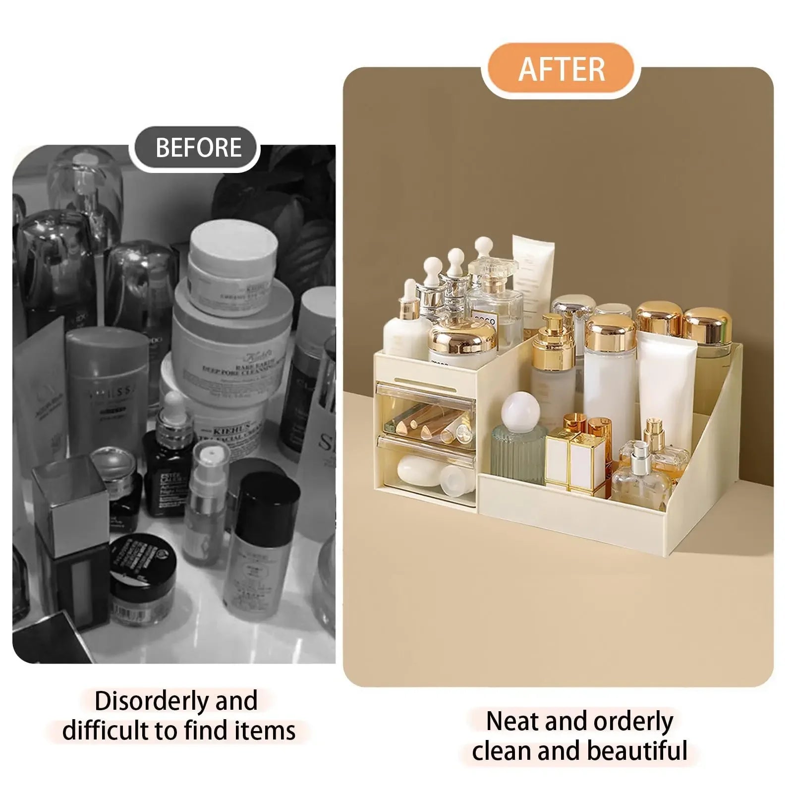 Cosmetic Display Case Desk Storage Box with Clear Drawers Large Capacity Makeup Brush Organizer For Bathroom Desktop