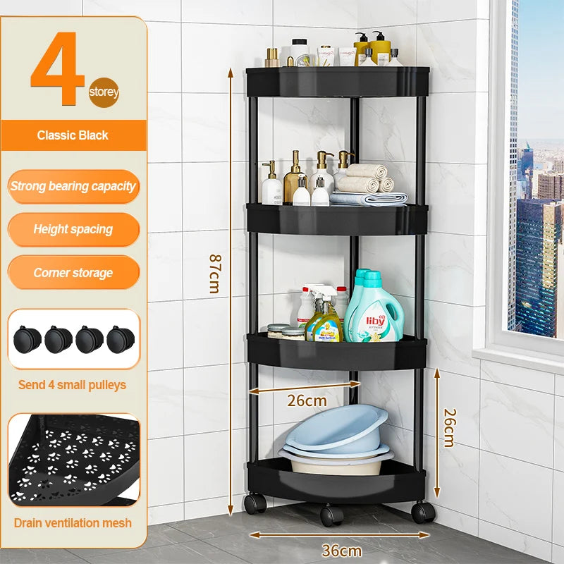 Bathroom Storage Cart With Wheels Kitchen Living Room Storage Rack High Load-Bearing Capacity Home Accessories