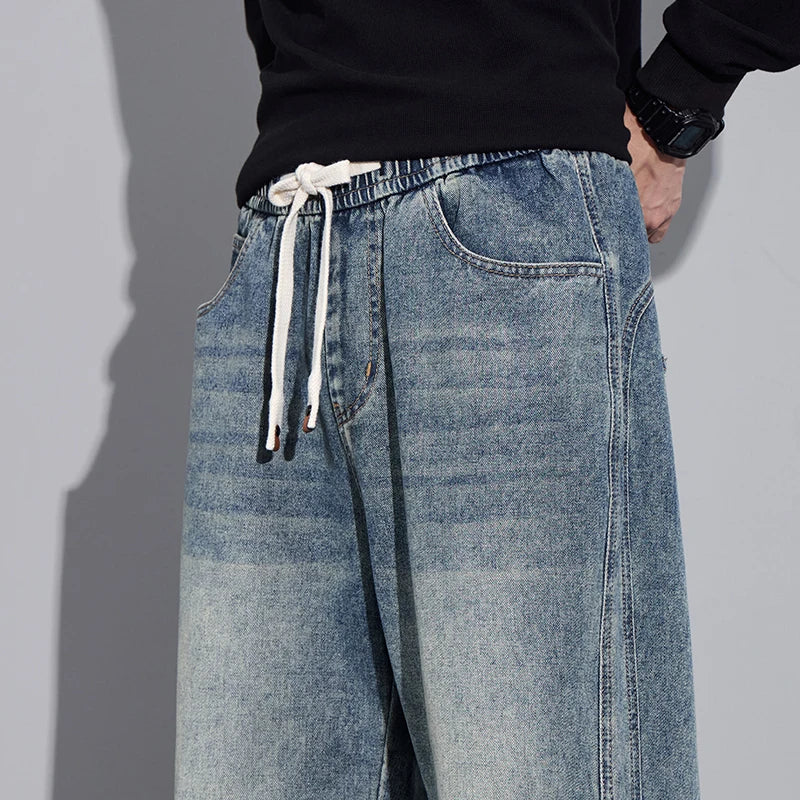 2025 Autumn/Winter New Youth Trendy Full Elastic Thickness Non Elastic Straight leg Jeans