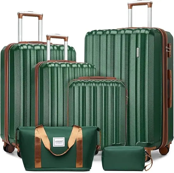 LARVENDER Luggage Set 6 Piece Large Suitcases with Wheels, Suitcase Set ABS Hard Shell Luggage Sets with Spinner Wheels, Carry O