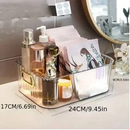 2 Pcs Cosmetics Box Desktop Storage Drawer Stackable Storage Box with Handle Makeup Organizers Basket Poatable Sundries  Rack