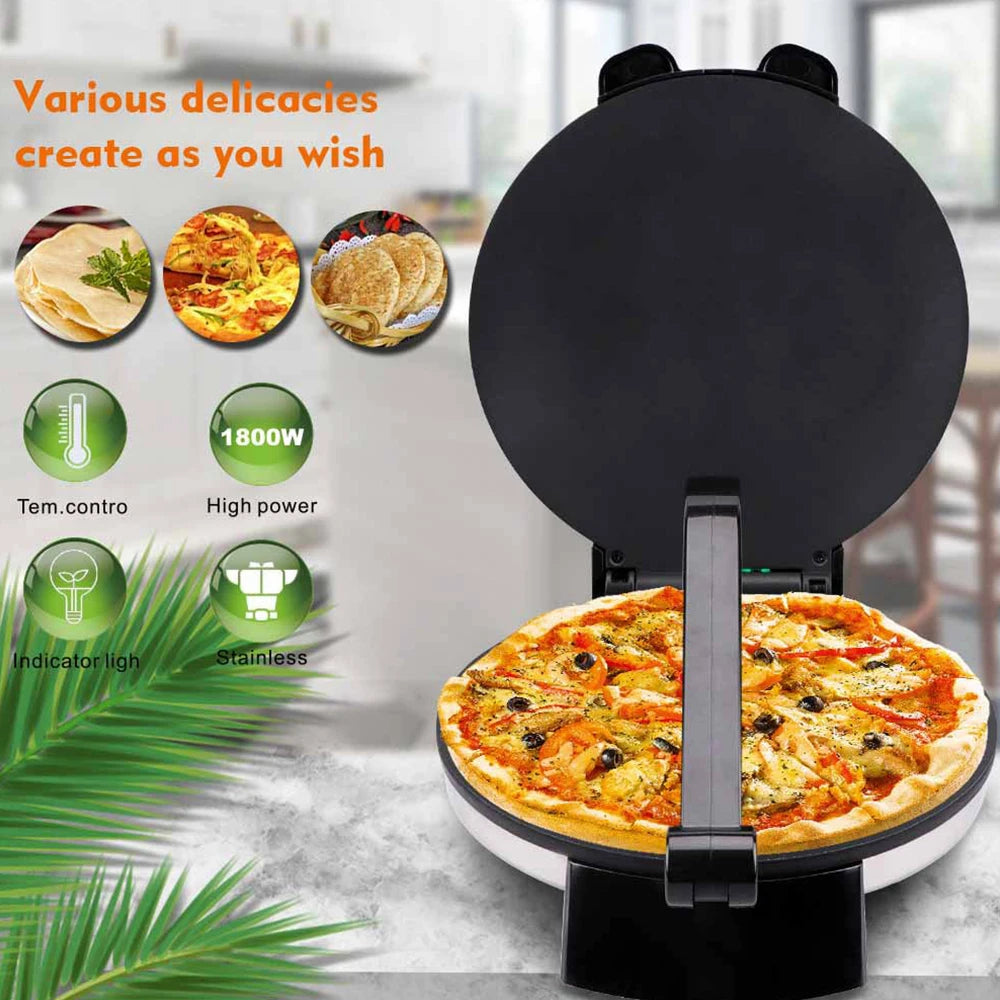 Electric Tortilla Maker Stainless Steel Non-Stick Roti Maker Machine 1800W Double Sided Heating Tortilla Press