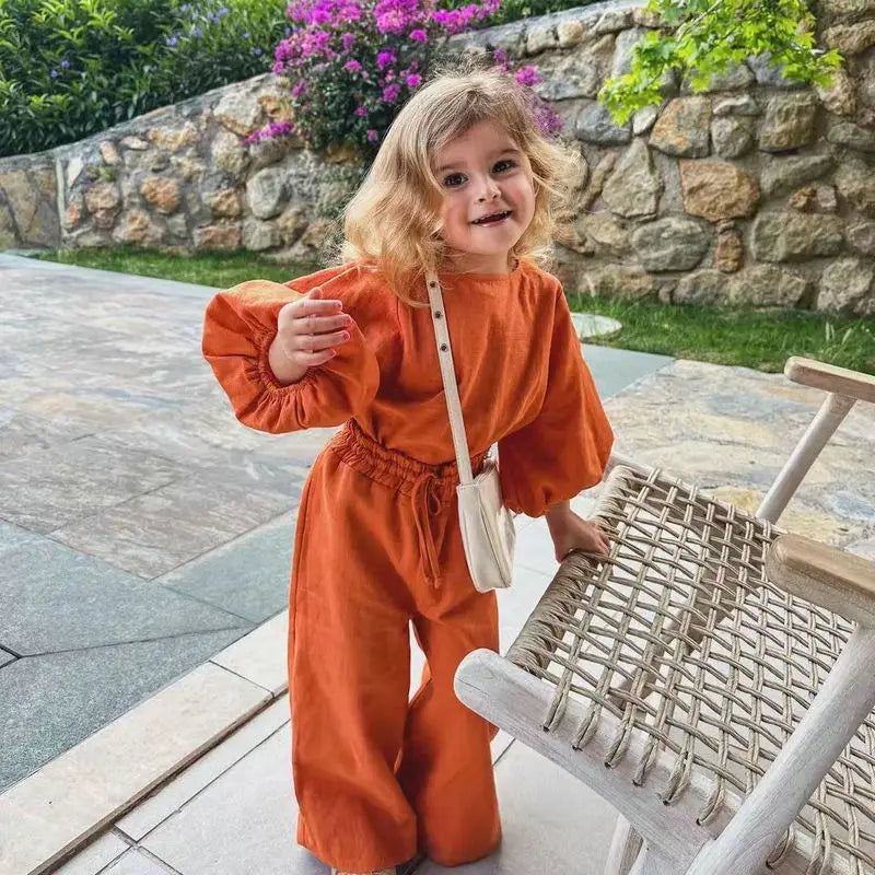 2025 Baby Girl Clothes Sets Autumn Long Sleeve Shirt Tops+ Loose Pants Fashion Children's Kids Girls Clothing Outfits 1-8Years