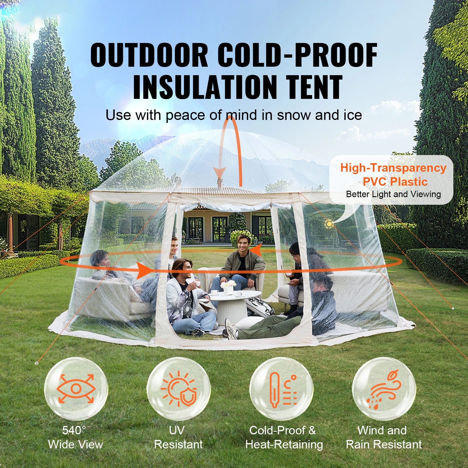 Bubble Tent Pop-Up Weatherproof Sports 50"x50"/72"x72"/10'x10'/12'x12'/15'x15'
