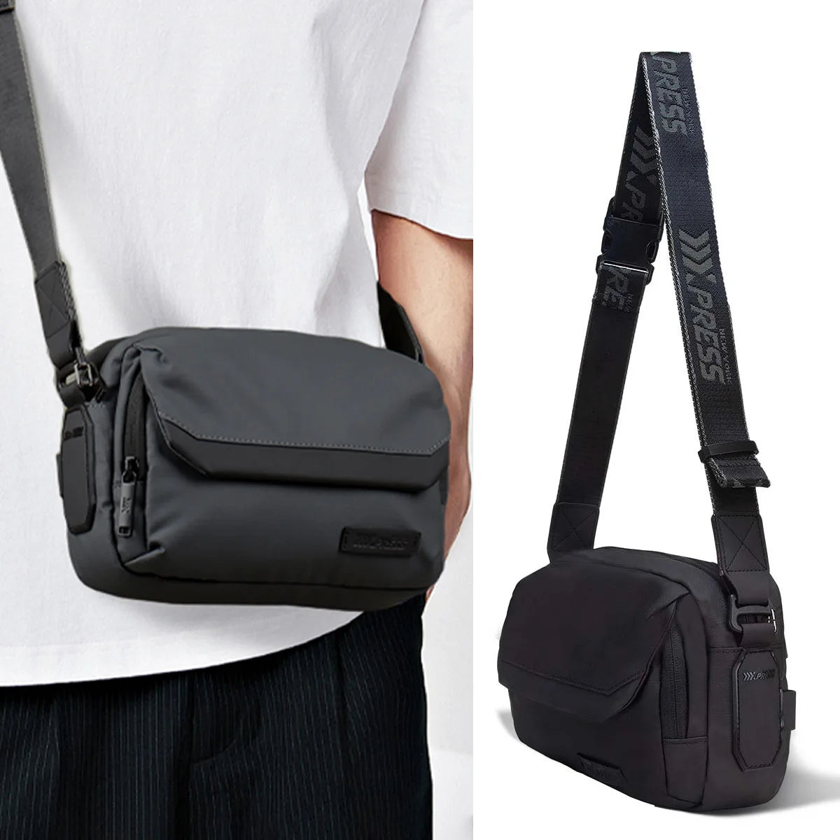 Luxury Business Shoulder Bag for Men Design Plaid Messenger Bag Crossbody Bag Casual Zipper Small Square Sling Bag Waterproof