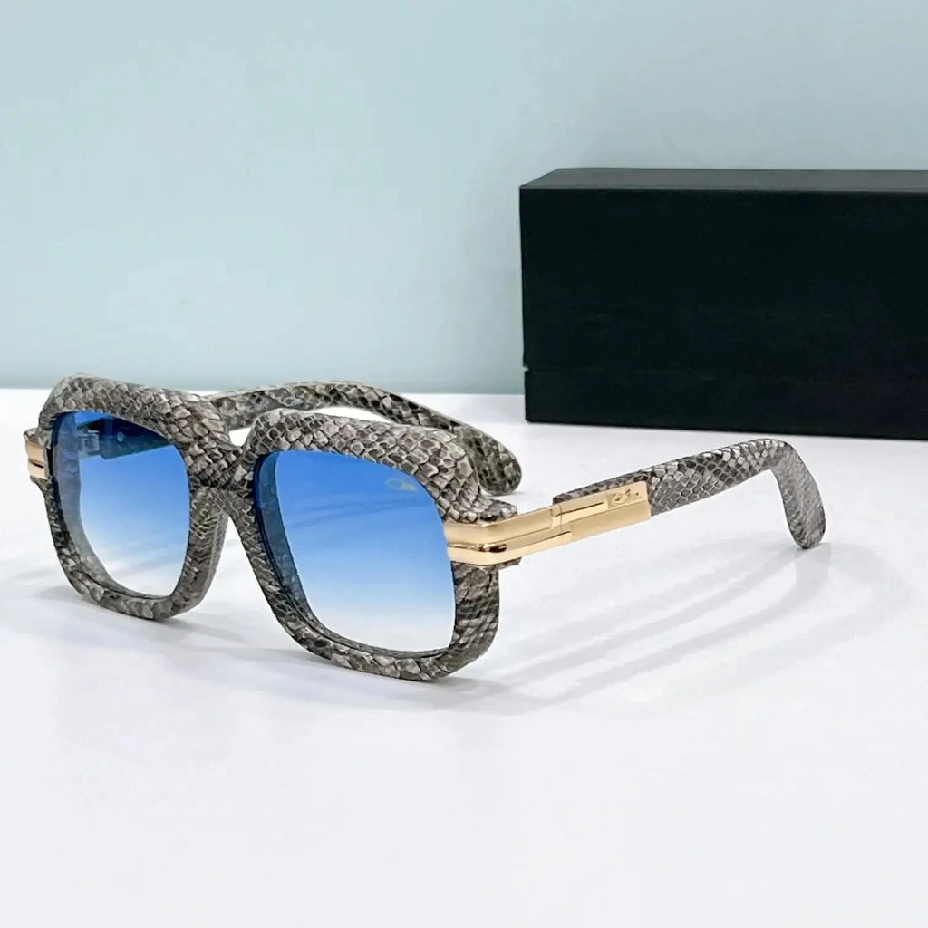 ORIGINALCAZAL MOD6073 Leather+Acetate Frame Classic Business Men Sunglasses Luxury UV400 Brown Lenses Women Couple Eyewear