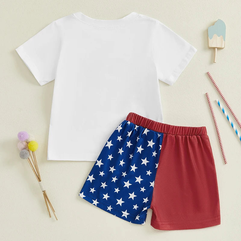American Flag Print Tank Top and Denim Shorts 2 Piece Set for Toddler Boys 4th of July Outfit with Patriotic Vibes
