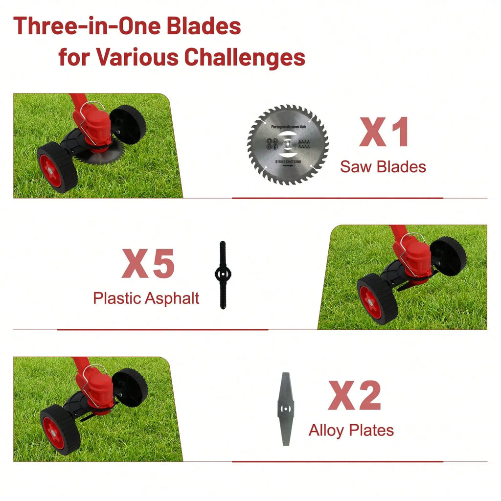 21V 650W Cordless String Trimmer Electric Weed Wacker Lawn Grass Edger Brush Cutter with 2 Batteries & Adjustable Handle