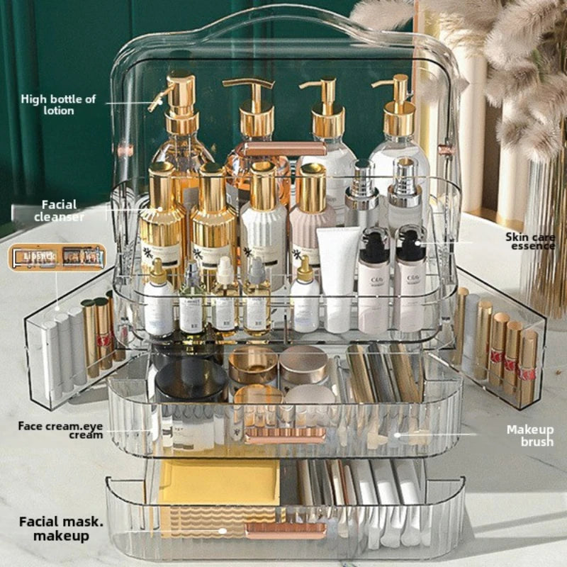 Cosmetics storage box Desktop dust drawer type large-capacity finishing box Multifunctional skin care product storage box