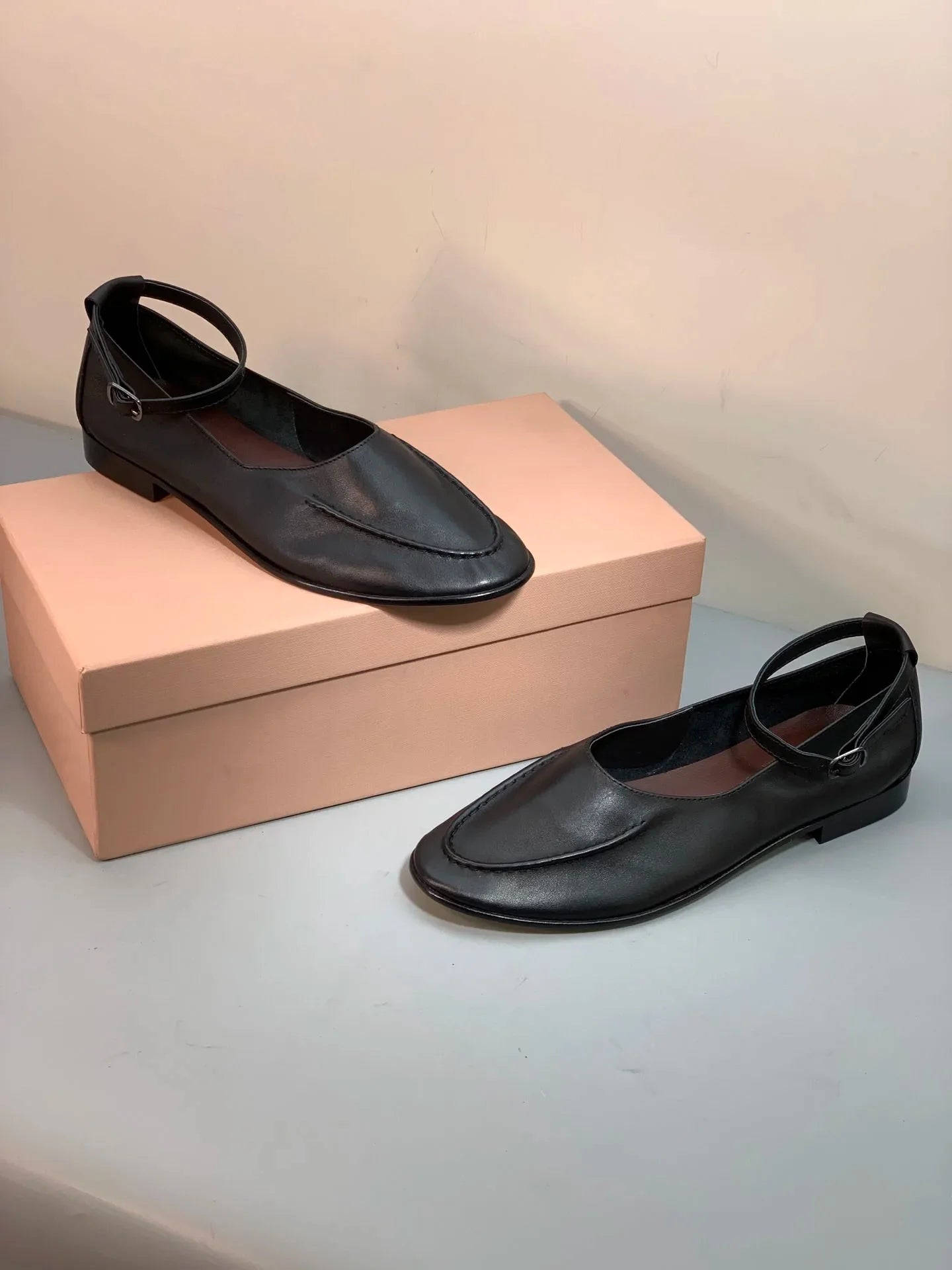 Women's Shoes Ankle-Strap Flats Leather