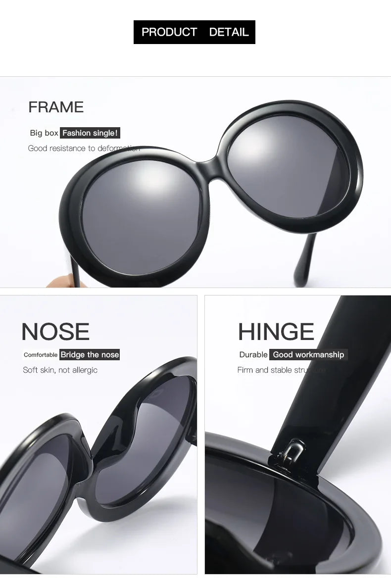 Unisex Big Round Sunglasses Women 2023 New Fashion Retro Oversized Sun Glasses Vintage Gradient Black Shades Luxury Eyewear