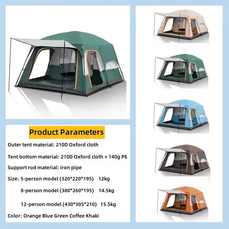 2025 Upgraded Version Two Bedroom One Living Room Windproof Waterproof Folding Tent Portable Family Camping Tent