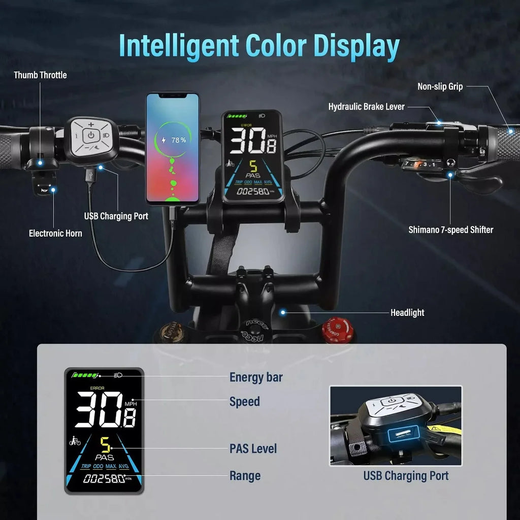 SAMEBIKE M20-III 20" Electric Mountain bike 2000W Dual motor 48V 32Ah E-bike Full Suspension Moped  45km/h offroad MTB