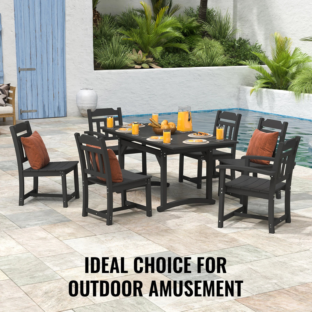 SucceBuy 7 Pieces Patio Dining Set, Outdoor Rectangle Furniture Table and Chairs Set, All Weather Garden Furniture Table Sets