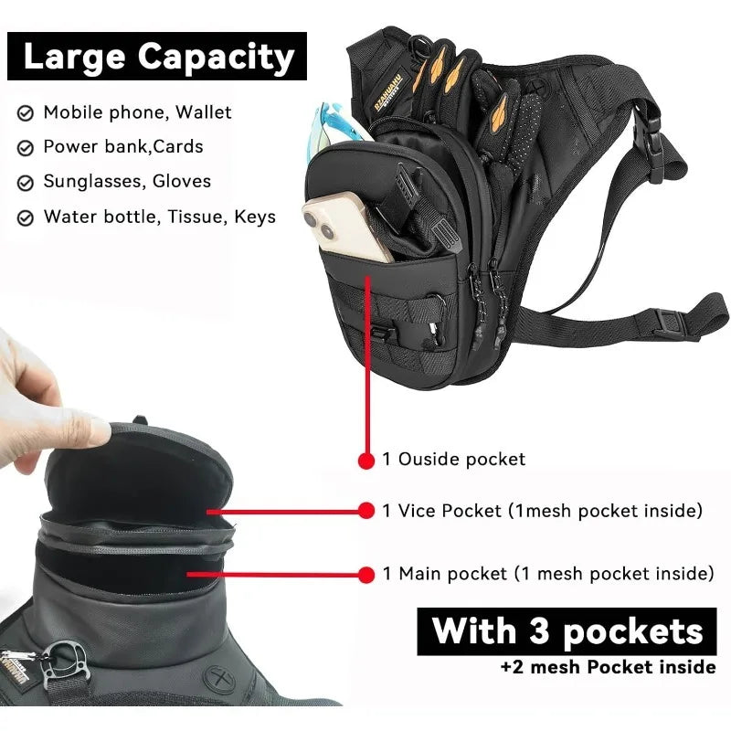 Motorcycle Leg Bag for Men Women Drop Leg Bags Tactical Thigh Bag Outdoor Fanny Pack Leg Harness Bag for Hiking Bicycling