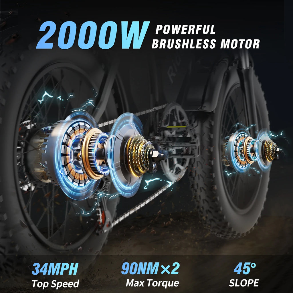 Q20Pro Electric Bicycle 2000W Dual Motor 52V40AH Dual Battery Ebike Top Speed 55KM/H 20*4Fat Tire Electric Mountain Bike